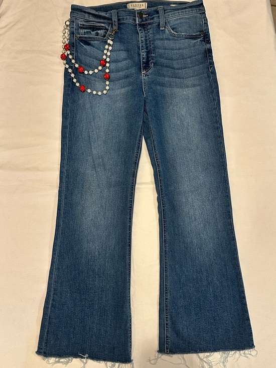 harper heritage Denim - Harper Heritage Wide-Leg Flare Jeans with Red & White Bead Accent Accessory